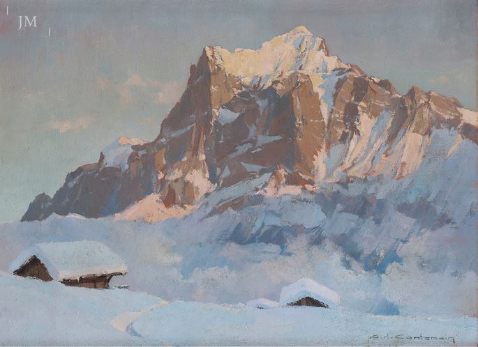Charles-Henri Contencin - The Wetterhorn in winter, Grindelwald, Bernese Oberland, Switzerland | MasterArt